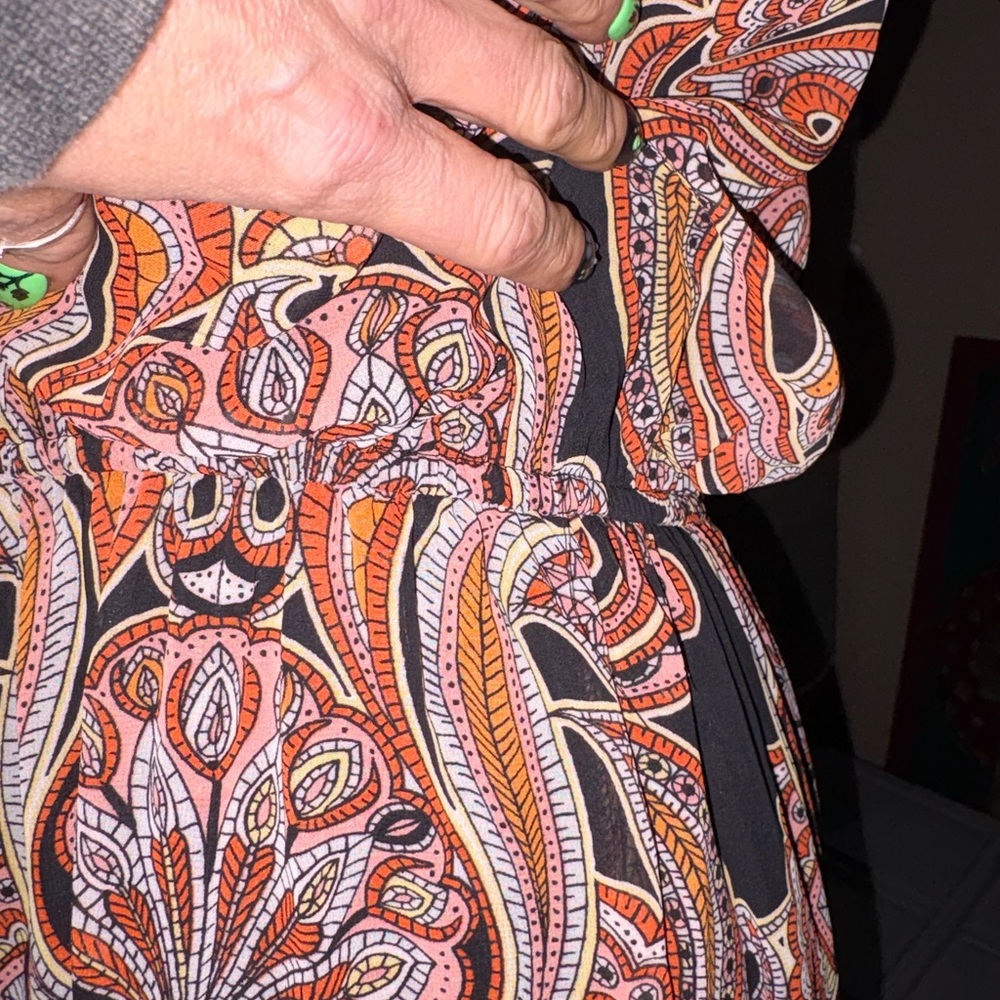 Enfocus Studio NWOT Sz 6 Black & Orange Paisley maxi sun Dress - Picture 12 of 12